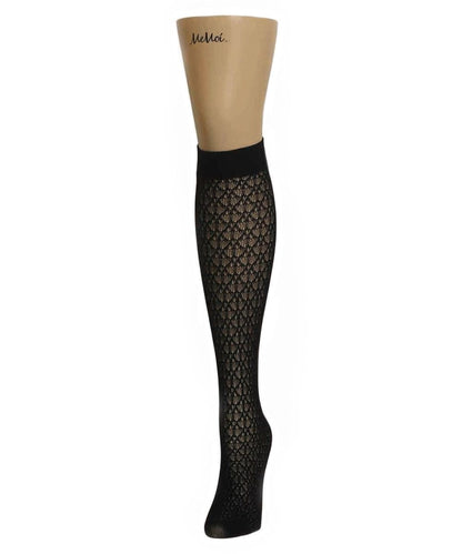Diamond Threads Net Knee High Socks : Color: Solid Black