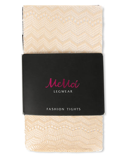 Alternate Zig Zag Pattern Net Tights : Color: Sesame