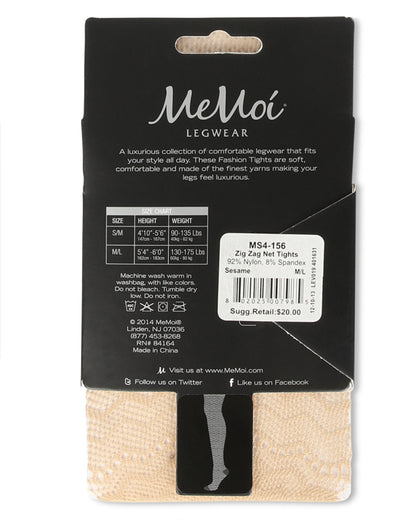 Alternate Zig Zag Pattern Net Tights : Color: Sesame