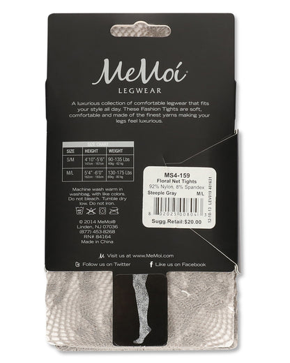 Feminine Floral Netted Breathable Tights : Color: Steeple Gray