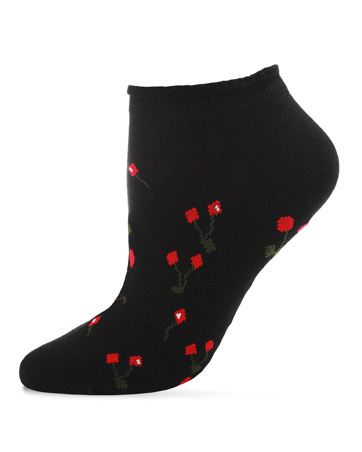Cherry Blossom Cotton Blend Low-Cut Running Socks : Color: Black