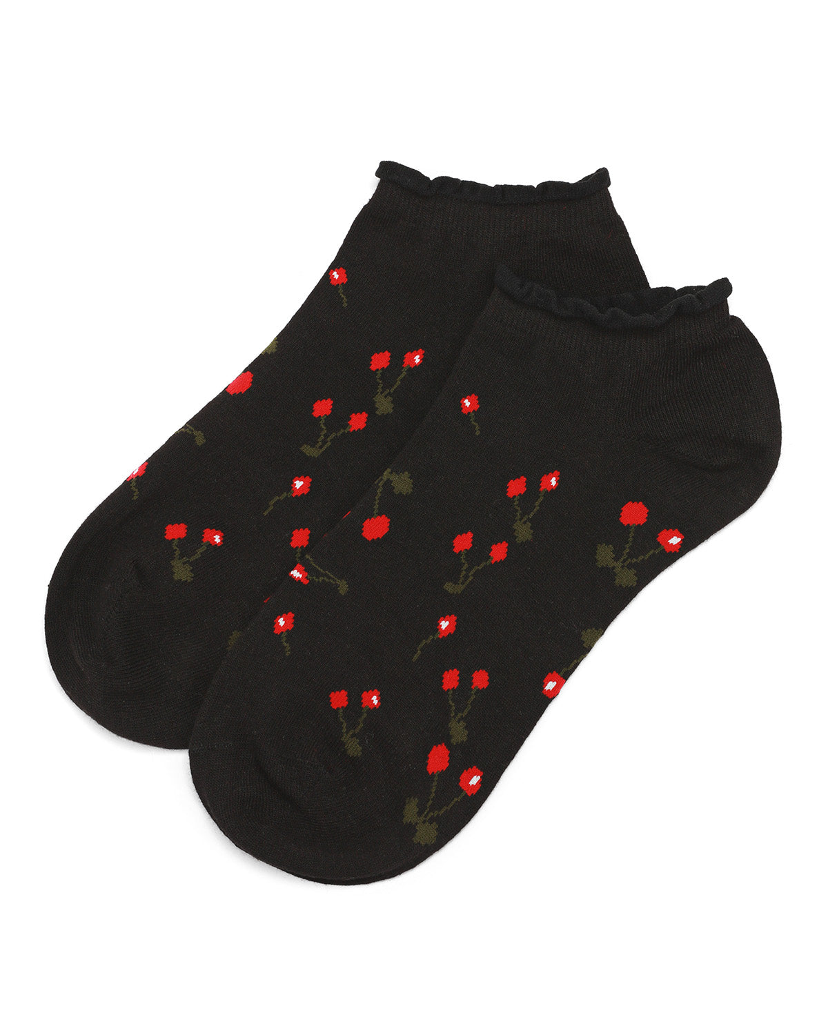 Cherry Blossom Cotton Blend Low-Cut Running Socks : Color: Black