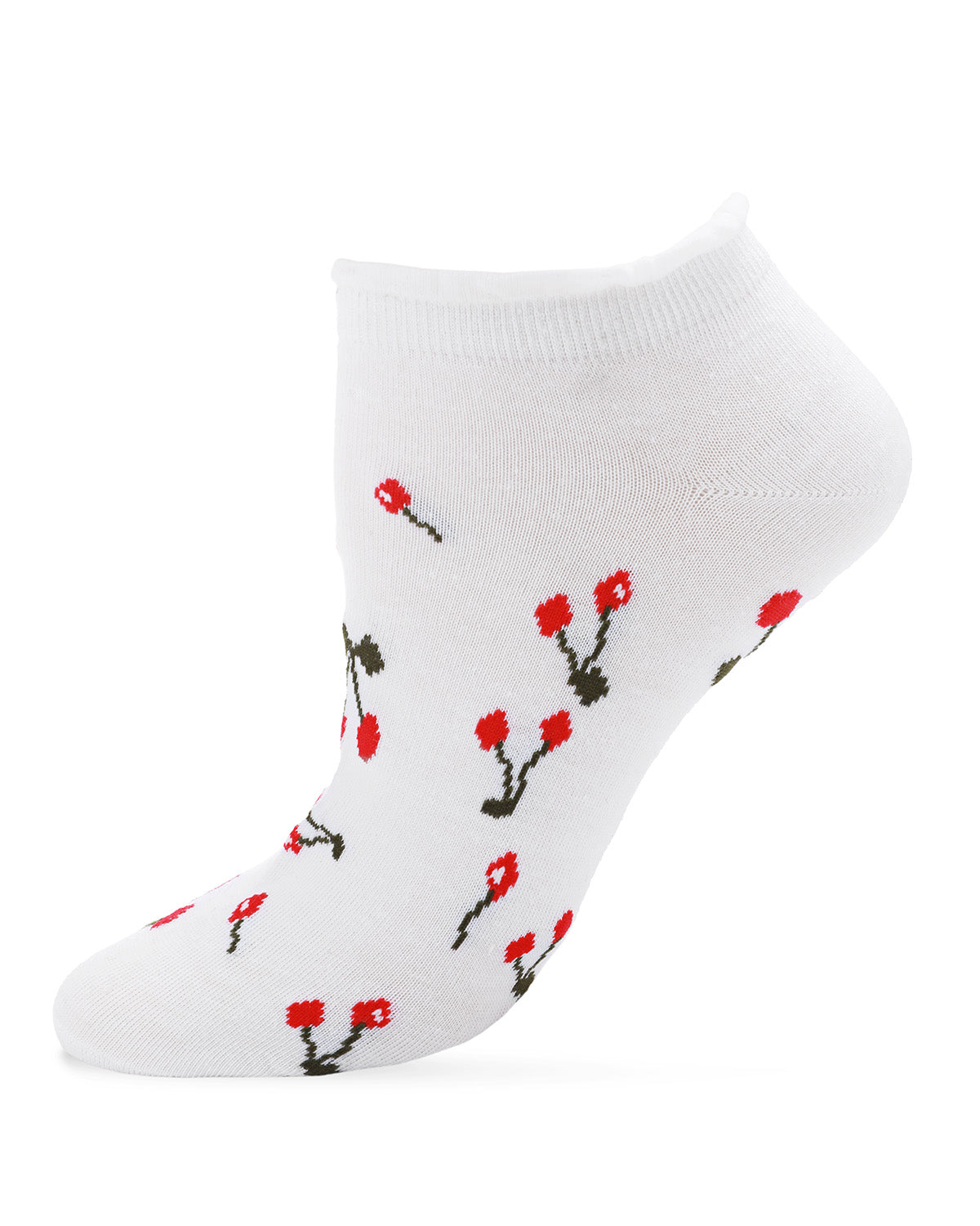 Cherry Blossom Cotton Blend Low-Cut Running Socks : Color: White
