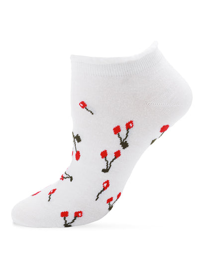 Cherry Blossom Cotton Blend Low-Cut Running Socks : Color: White