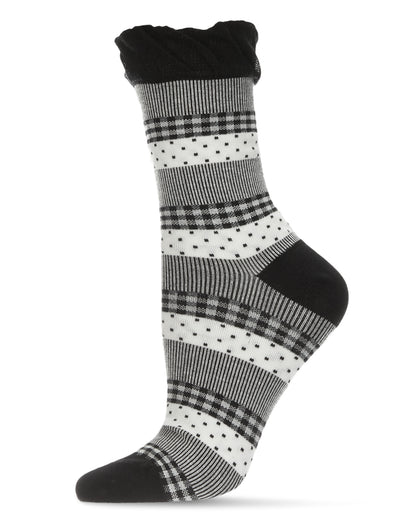 Pattern Mix Women's Cotton Blend Ankle Socks : Color: Black