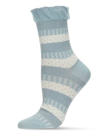 Pattern Mix Women's Cotton Blend Ankle Socks : Color: Faded Denim