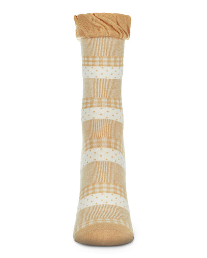Pattern Mix Women's Cotton Blend Ankle Socks : Color: Black