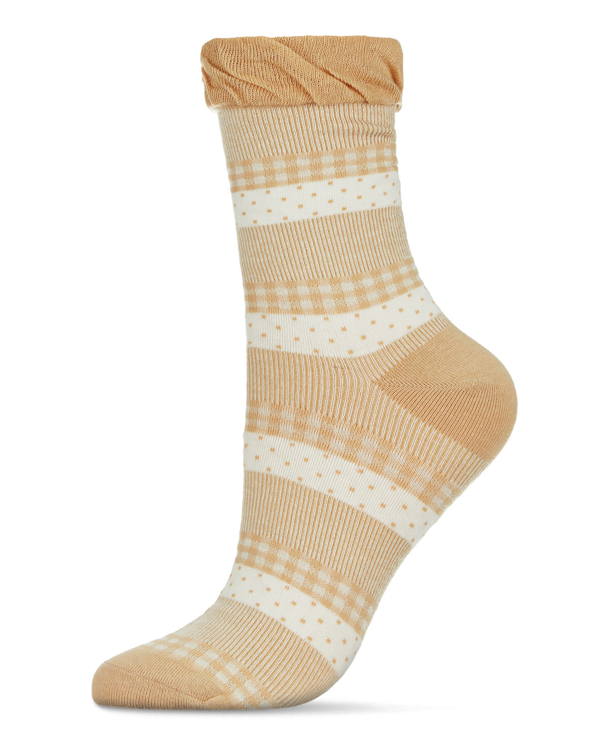 Pattern Mix Women's Cotton Blend Ankle Socks : Color: Sesame