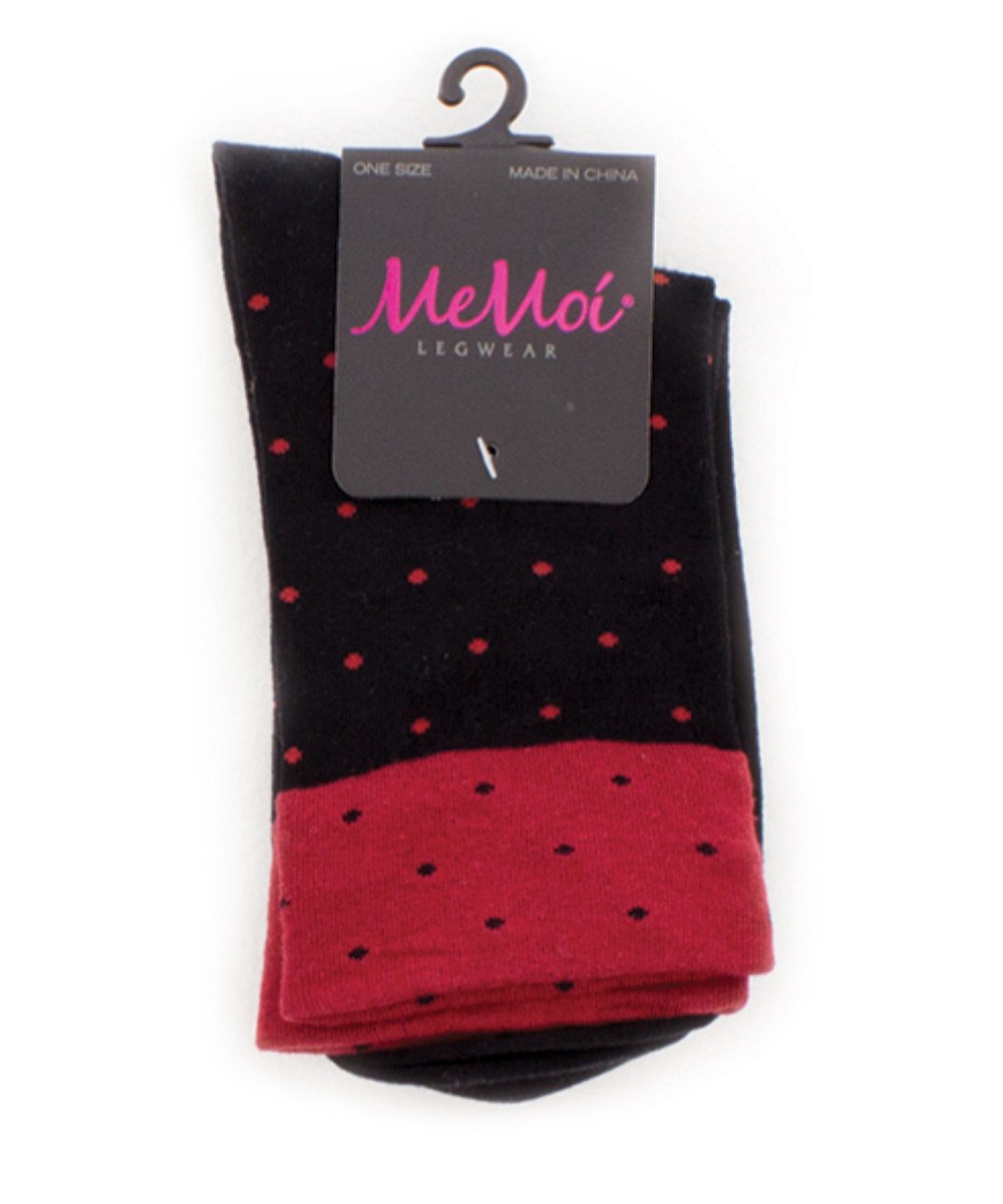 Contrast Dot Cotton Blend Ankle Socks : Color: Black