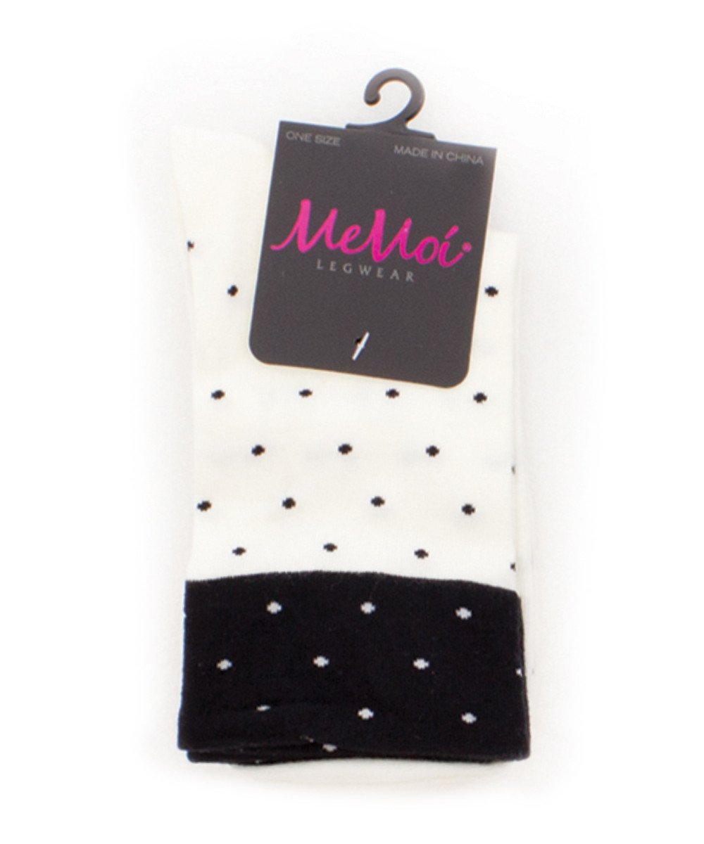 Contrast Dot Cotton Blend Ankle Socks : Color: White