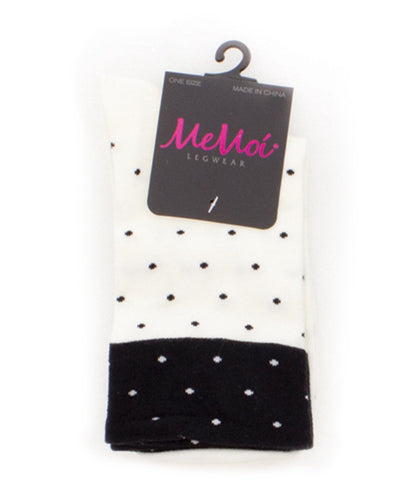 Contrast Dot Cotton Blend Ankle Socks : Color: White