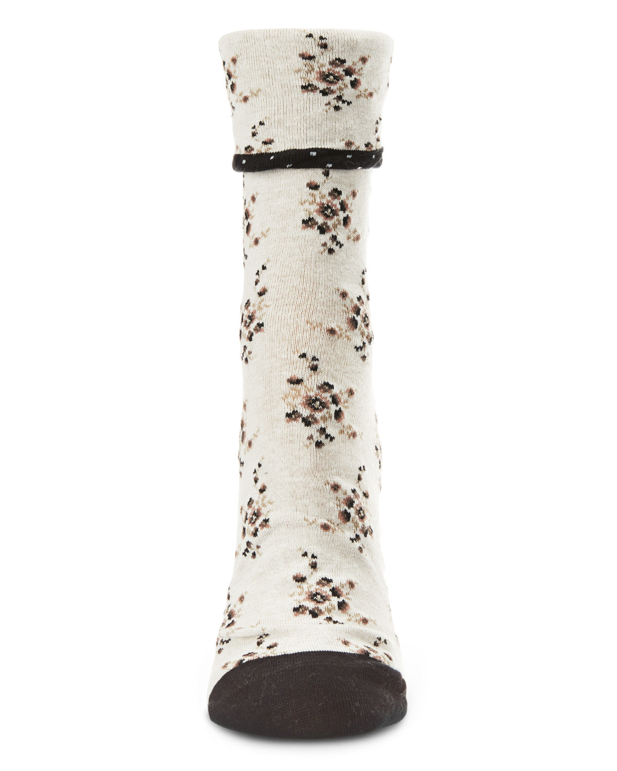 Vintage Floral Women's Cotton Blend Ankle Socks : Color: Black