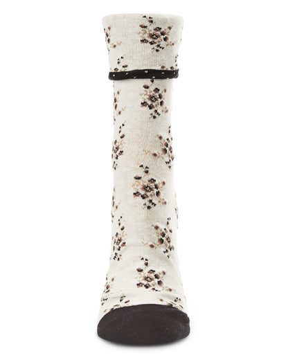 Vintage Floral Women's Cotton Blend Ankle Socks : Color: Black