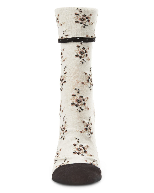 Vintage Floral Women's Cotton Blend Ankle Socks : Color: Black
