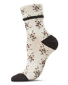 Vintage Floral Women's Cotton Blend Ankle Socks : Color: Black