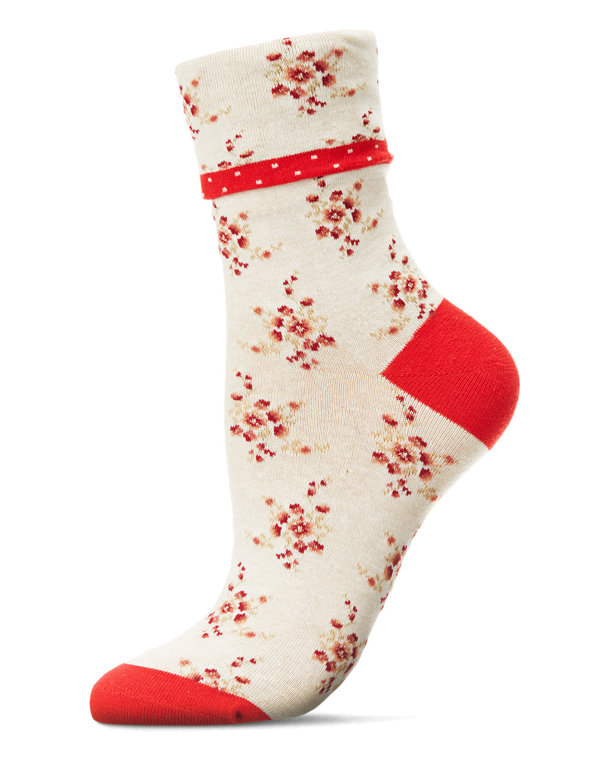 Vintage Floral Women's Cotton Blend Ankle Socks : Color: Chili Pepper