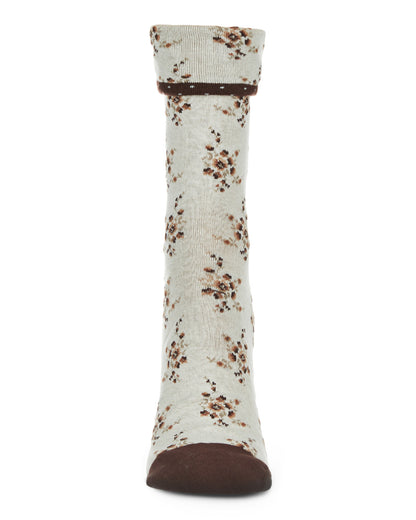 Vintage Floral Women's Cotton Blend Ankle Socks : Color: Black