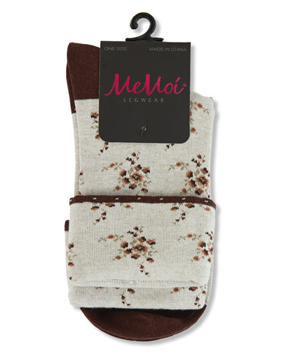 Vintage Floral Women's Cotton Blend Ankle Socks : Color: Black