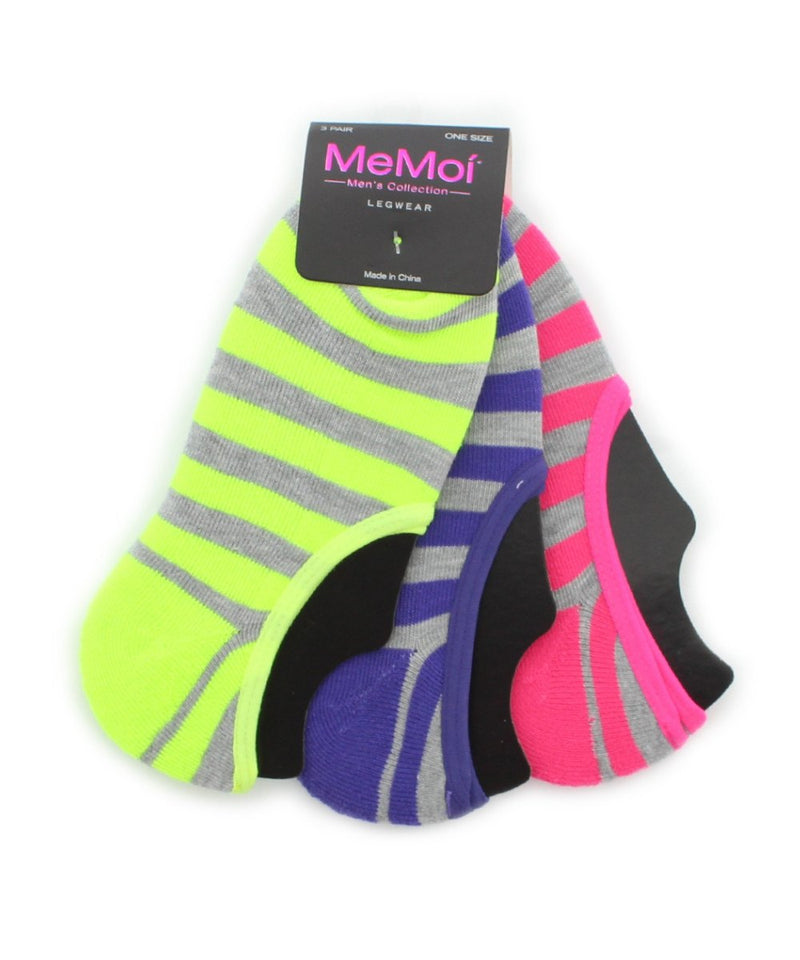 MeMoi Striped Half Cushioned Sock Liners 3-Pack