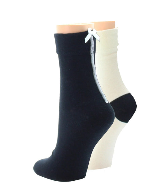 Basic Blend Cotton Ankle Socks 2 Pack : Color: Black
