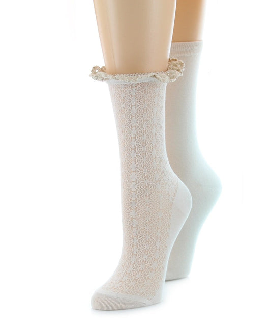Interlock Wave Cotton Blend Ankle Socks 2-Pack : Color: Black