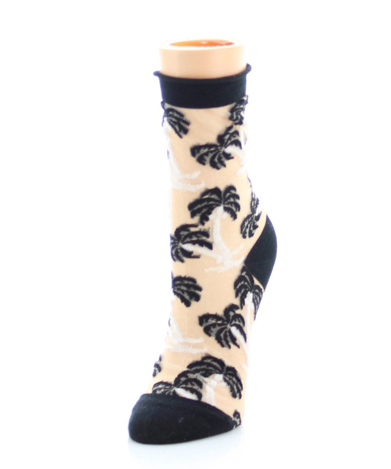 MeMoi Palm Tree Sheer Women's Ankle Socks