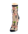 Flamingo Sheer Women's Ankle Socks : Color: Black