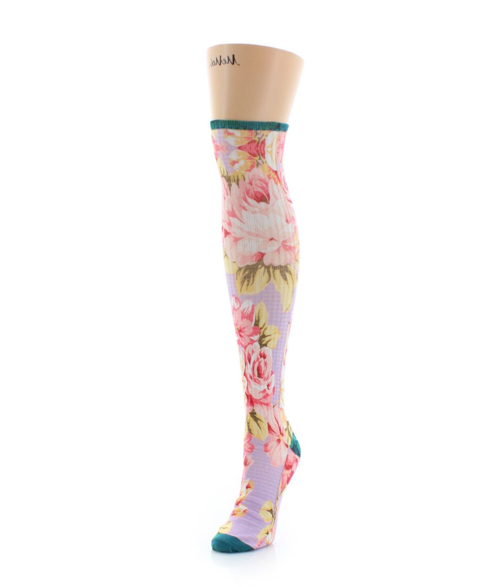 Painted Florals Knee High Socks : Color: Pastel