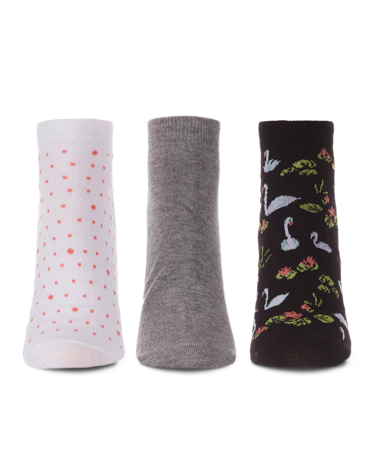 Women's 3 Pair Pack Swan Bamboo Blend Low-Cut Socks : Color: Black
