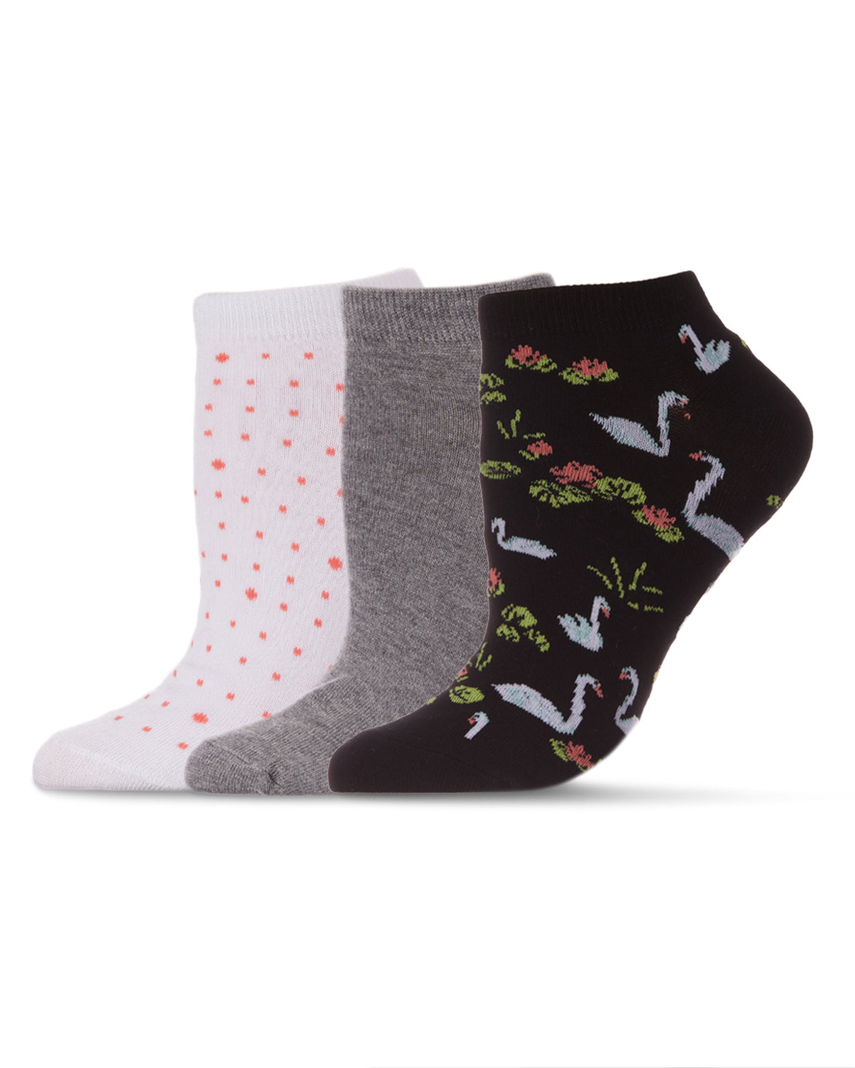 Women's 3 Pair Pack Swan Bamboo Blend Low-Cut Socks : Color: Black