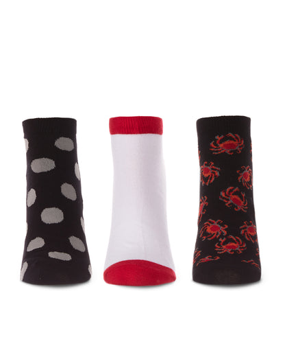 Women's 3 Pair Pack Crabs Bamboo Blend Low Cut Socks : Color: Black