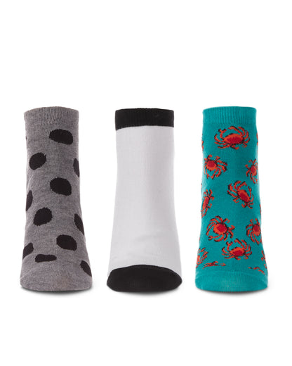 Women's 3 Pair Pack Crabs Bamboo Blend Low Cut Socks : Color: Black