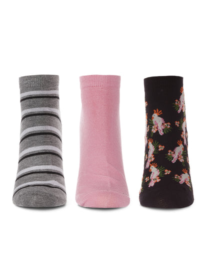 Women's 3 Pair Pack Cockatoo Bamboo Blend Low-Cut Socks : Color: Black