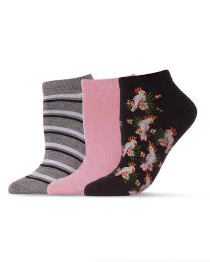 Women's 3 Pair Pack Cockatoo Bamboo Blend Low-Cut Socks : Color: Black