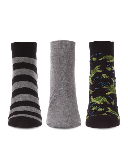 Women's 3 Pair Pack Turtles Bamboo Blend Low-Cut Socks : Color: Black