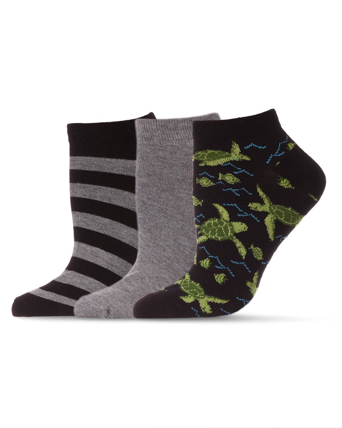 Women's 3 Pair Pack Turtles Bamboo Blend Low-Cut Socks : Color: Black