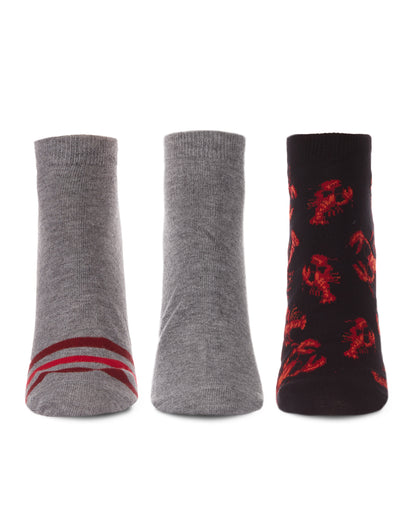 Women's 3 Pair Pack Lobsters Bamboo Blend Low-Cut Socks : Color: Black