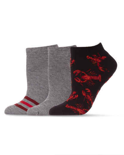 Women's 3 Pair Pack Lobsters Bamboo Blend Low-Cut Socks : Color: Black