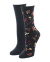 Exotic Birds Cotton Blend Crew Socks 2 Pack : Color: Black