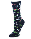Swans on a Lake Bamboo Blend Crew Socks : Color: Black