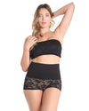 High-Waist Lace Seamless Shaping Boyshorts : Color: Black