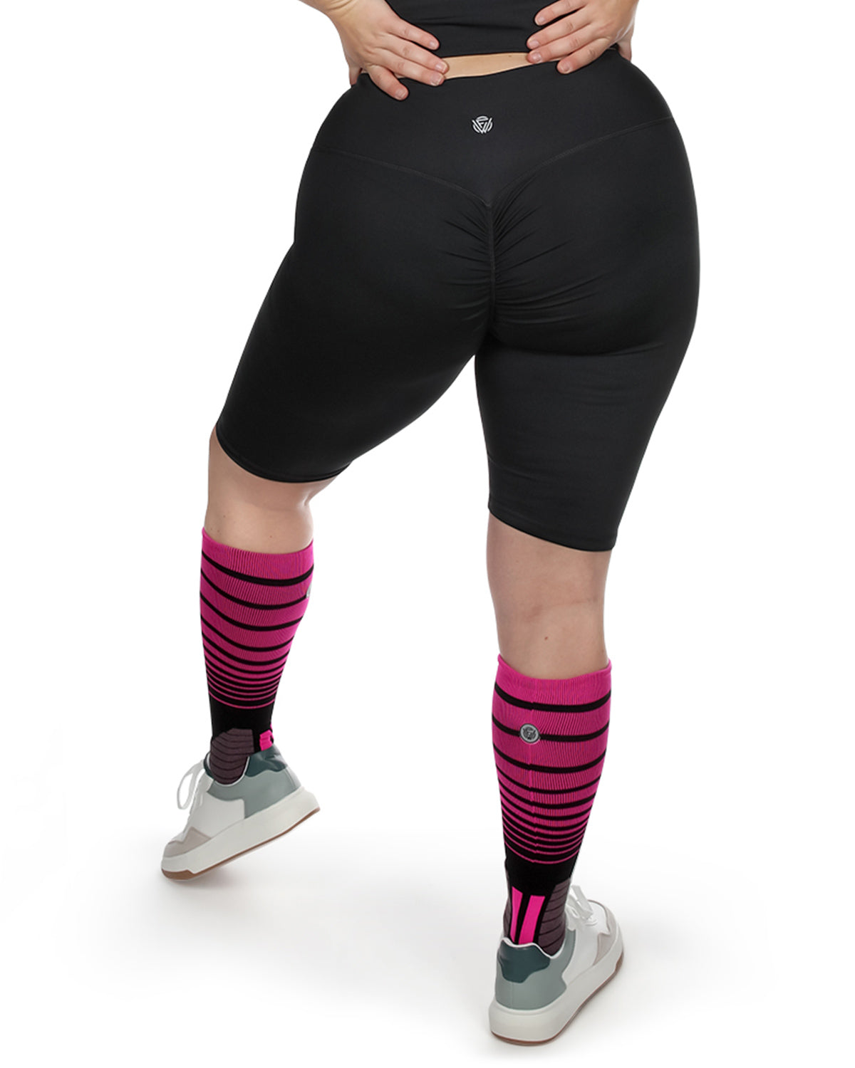 Smoothing High-Waisted Scrunch Butt Shorts : Color: Black