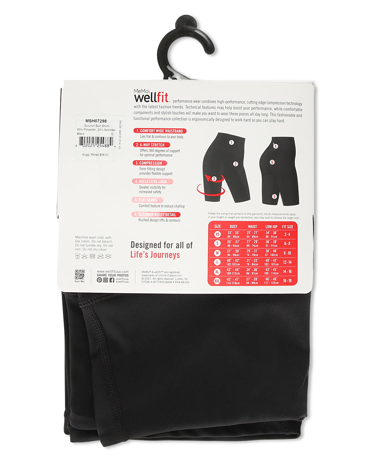 Smoothing High-Waisted Scrunch Butt Shorts : Color: Black