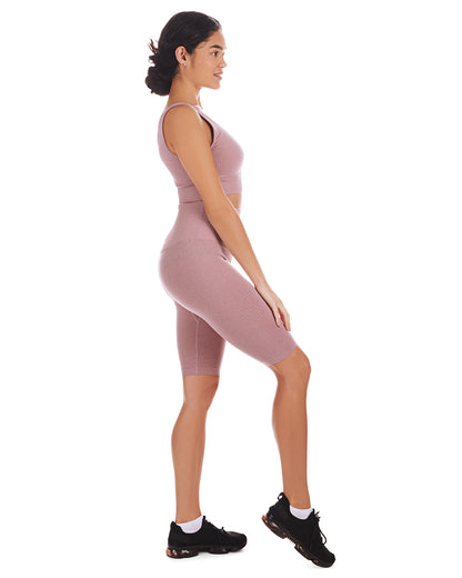 Seamless Ribbed Compression Shorts : Color: Pink Heather