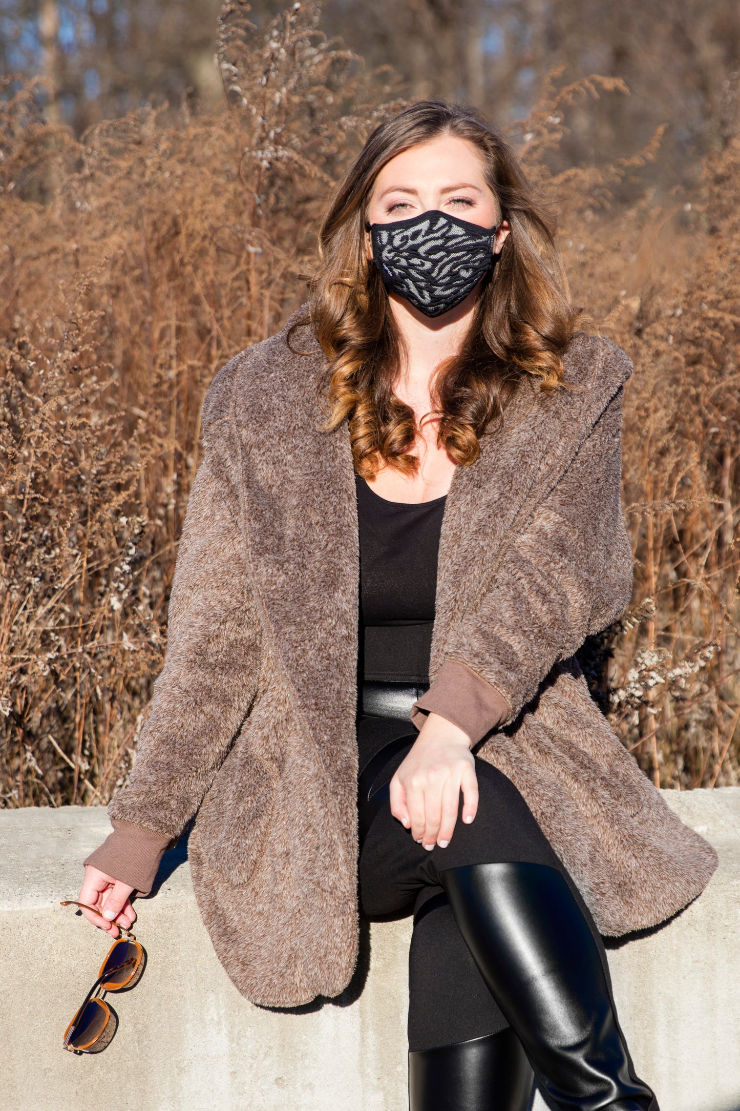 Unisex Zebra Pattern Face Covering : Color: Black