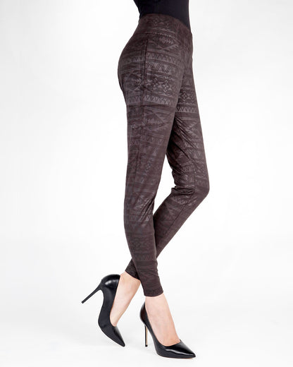 Native American Inspired Shaping Leggings : Color: Burgundy