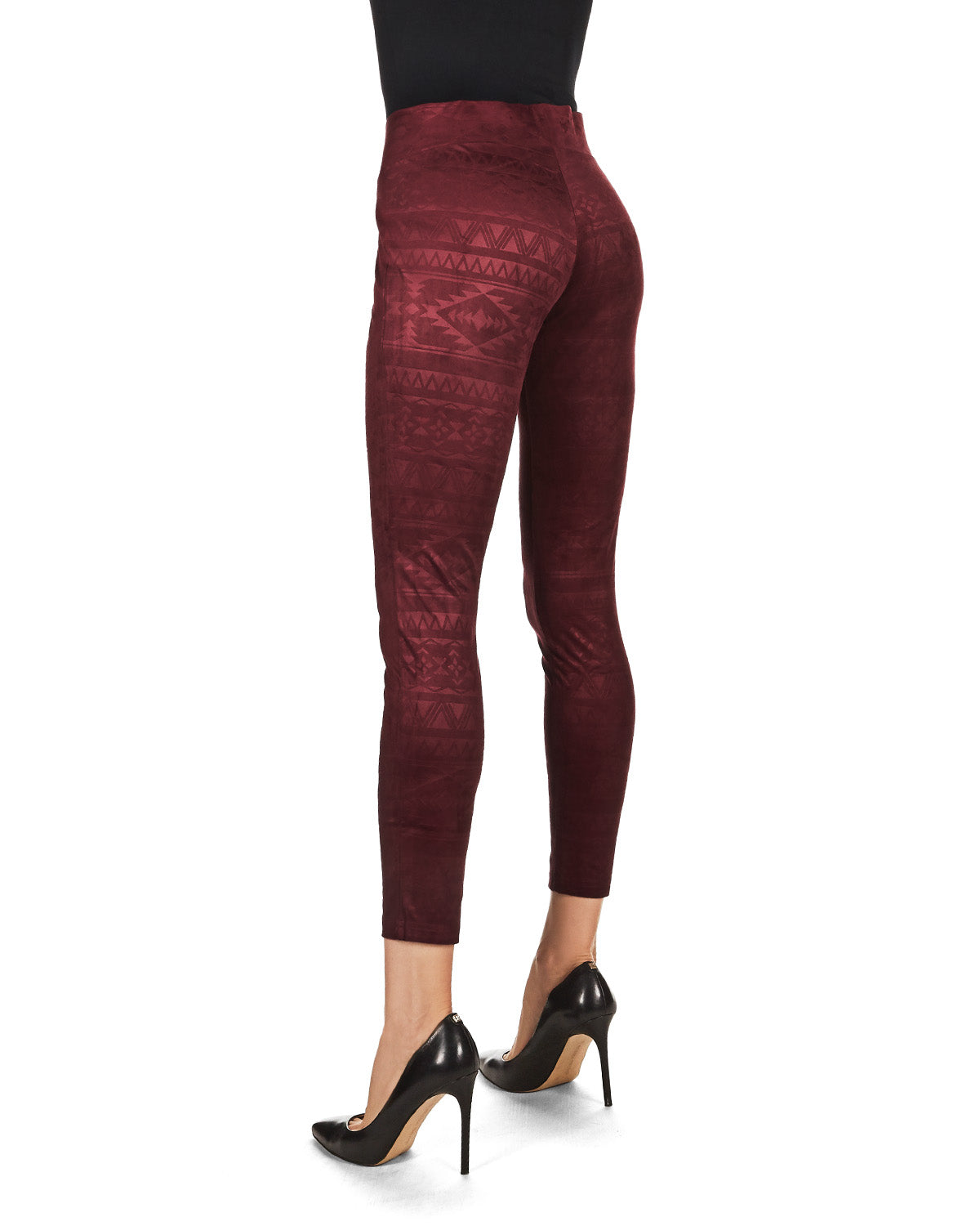 Native American Inspired Shaping Leggings : Color: Burgundy