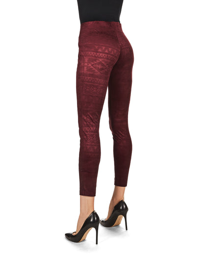 Native American Inspired Shaping Leggings : Color: Burgundy