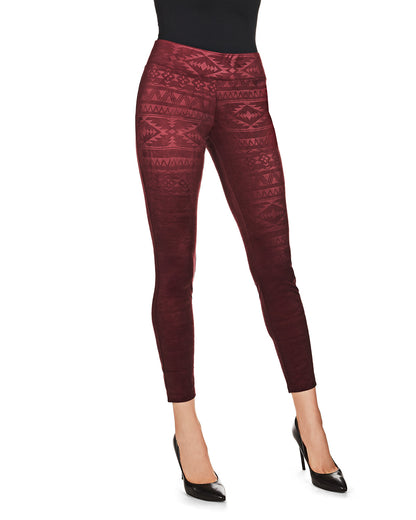 Native American Inspired Shaping Leggings : Color: Burgundy
