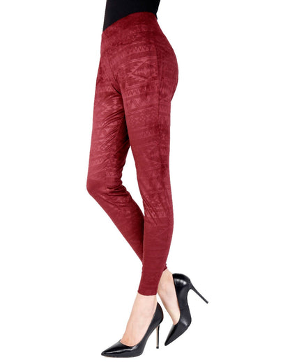 Native American Inspired Shaping Leggings : Color: Burgundy